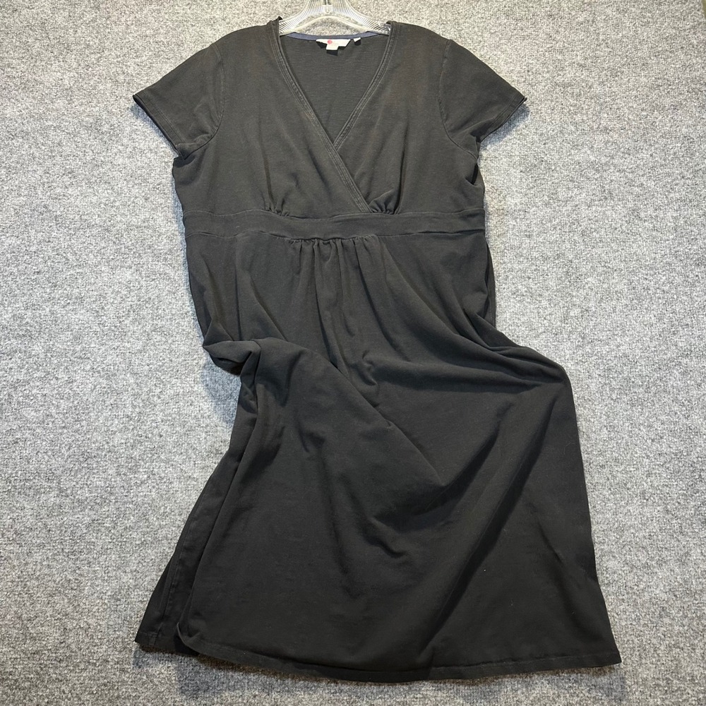 Boden Jersey Dress Womens 18L Black Surplice V-Neck Empire Waist Casual Midi